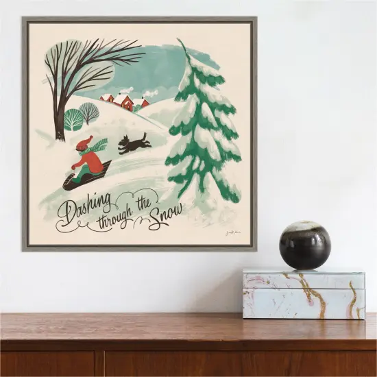 Winter Bliss IV Sled Dog by Janelle Penner Canvas Wall Art Print Framed {4}