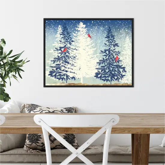Snowy Christmas Trees by PI Studio Canvas Wall Art Print Framed Black {4}