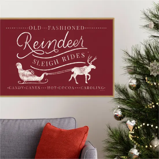 Vintage Christmas VIII by Becky Thorns 33-in. W x 23-in. H. Canvas Wall Art Print Framed in Natural {4}