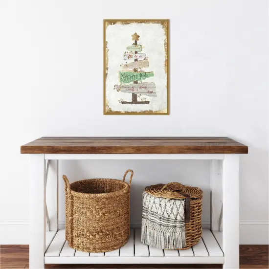 Golden Christmas Tree by PI Studio Canvas Wall Art Print Framed {5}