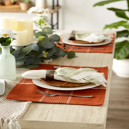 DII Grass Green Stripes With Fringe Placemat (Set of 6) {2}