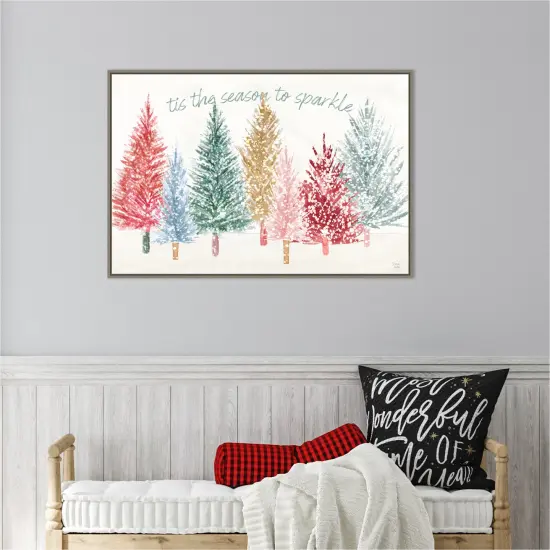 Holiday Sparkle I by Dina June 33-in. W x 23-in. H. Canvas Wall Art Print Framed in Grey {5}