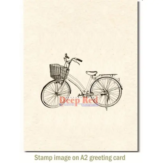 Deep Red Stamps Girls Bicycle Rubber Stamp 3 x 2inches {3}