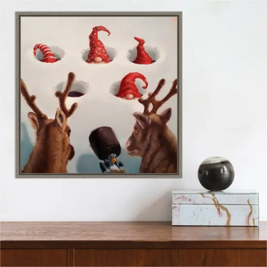 Whack-An-Elf Reindeer Games by Lucia Heffernan Canvas Wall Art Print Framed Grey {4}