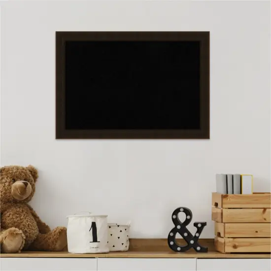 Black Cork Board (20 in. x 14 in.), Espresso Brown Wood Frame - Bulletin Board, Organization Board, Pin Board {5}