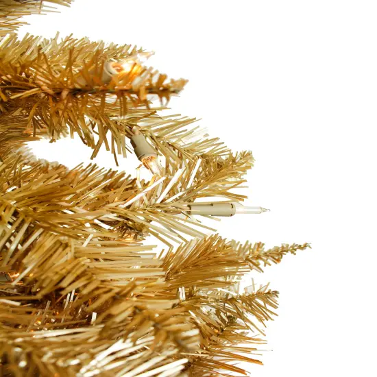 Perfect Holiday 6.5ft Pre-Lit Champagne Slim Christmas Tree {5}