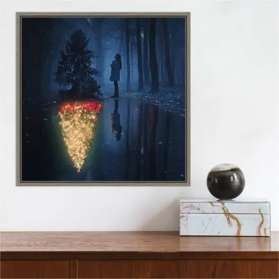 The Hope of Christmas (Tree) by Terry F Canvas Wall Art Print Framed Grey {4}