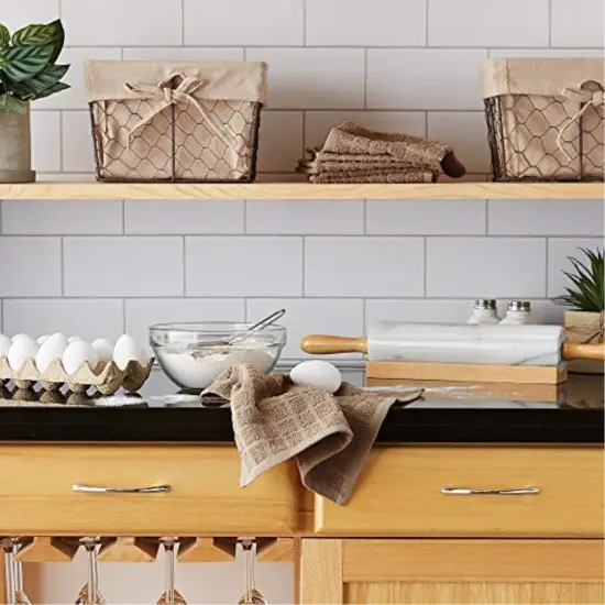 DII PE-Coated Cotton Polyester Laundry Bin Stripe Cinnamon Rectangle Large 10.5x17.5x10.5 (Set of 2) {4}