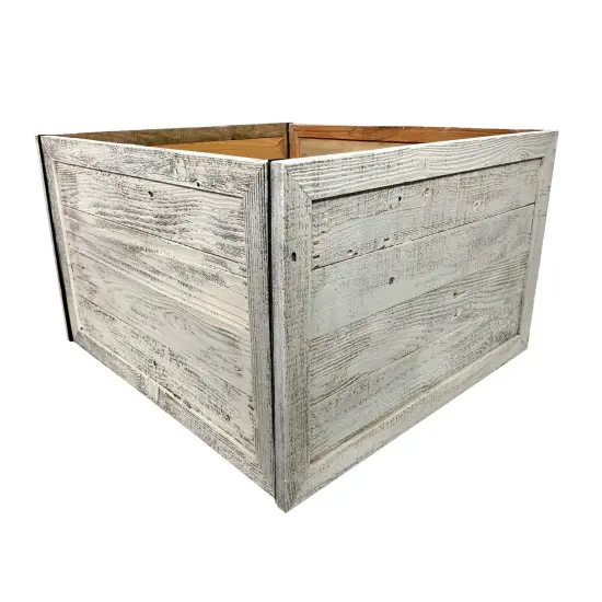 Rustic Farmhouse Large 27" Reclaimed Wooden Christmas Tree Box Collar White {1}