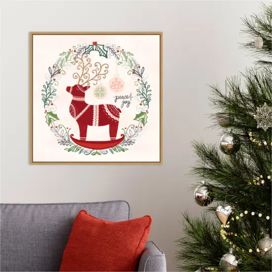 Hygge Christmas II by Noonday Design 22-in. W x 22-in. H. Canvas Wall Art Print Framed in Natural {5}