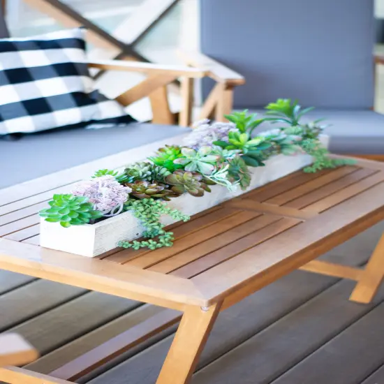 Rustic Farmhouse Decorative 35.5 in. Solid Reclaimed Wood Centerpiece Organizer Storage Box White {5}