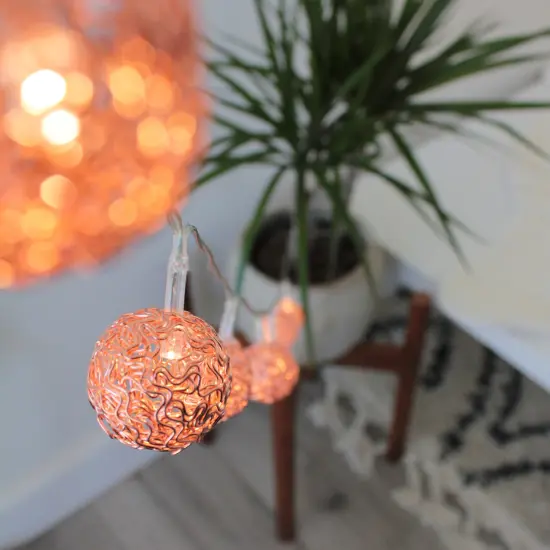 Perfect Holiday 8 LED String Light With Rose Gold Metal Ball - Warm White {1}