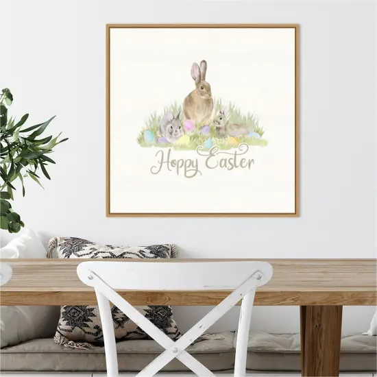 Farmhouse Easter VI Bunny by Tara Reed 22-in. W x 22-in. H. Canvas Wall Art Print Framed in Natural {4}