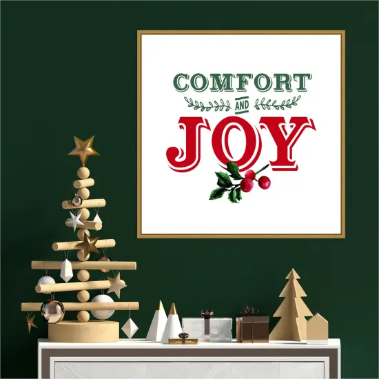 Comfort and Joy Holly Berry by Amanti Art Portfolio 22-in. W x 22-in. H. Canvas Wall Art Print Framed in Gold {4}