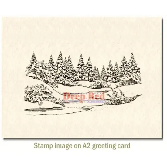 Deep Red Stamps Winter Stream Rubber Stamp 4.1 x 2.1 inches {3}
