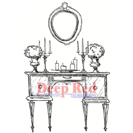Deep Red Stamps Antique Dressing Table Rubber Stamp 3 x 2inches {1}
