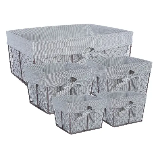 DII Chicken Wire Basket (Set of 5) Ticking {1}