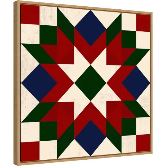 Christmas Barn Quilt IV by Victoria Barnes Canvas Wall Art Print Framed Sylvie Maple {1}