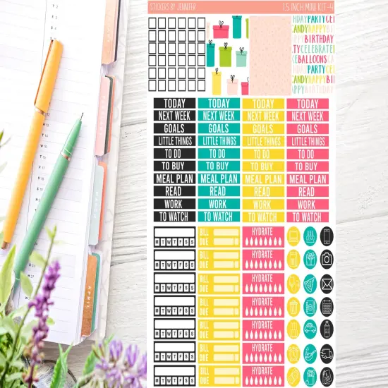 Birthday Planner Sticker Kit (for 7x9 vertical planners) {2}