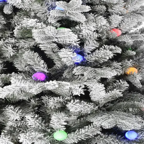 Perfect Holiday Pre-lit Large Bulb Snow Flocked Grand Noble Fir {6}