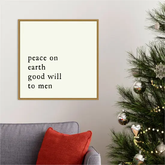 Peace On Earth by Amanti Art Portfolio 22-in. W x 22-in. H. Canvas Wall Art Print Framed in Gold {5}
