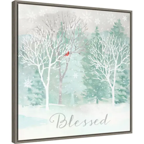 Peace on Earth Silver II by Cynthia Coulter 22-in. W x 22-in. H. Canvas Wall Art Print Framed in Grey {1}