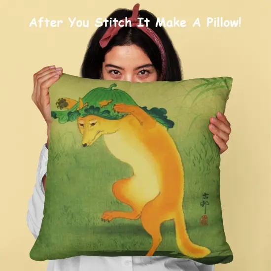 Japanese Ohara Shoson's The Dancing Fox Detail Square Counted Cross Stitch Pattern {4}