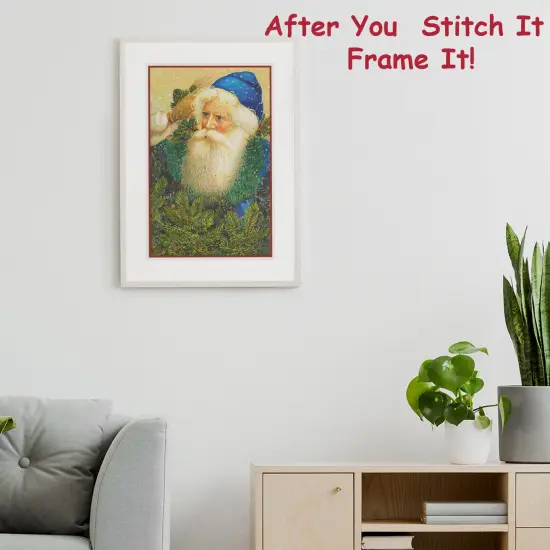 Father Christmas St. Nick Santa In Blue Cap Counted Cross Stitch Pattern {3}