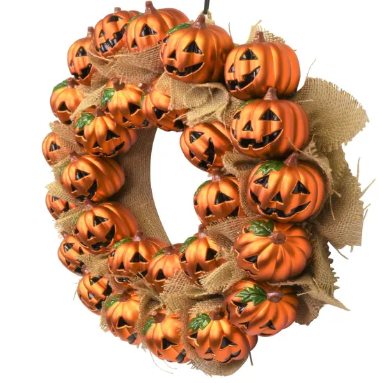 Jack-O-Lantern Pumpkin Halloween Wreath Decoration {3}
