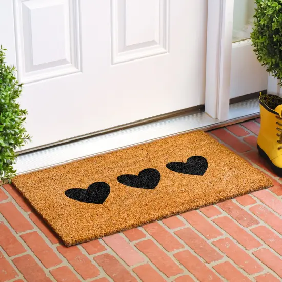Trio Hearts Skinny Doormat {1}