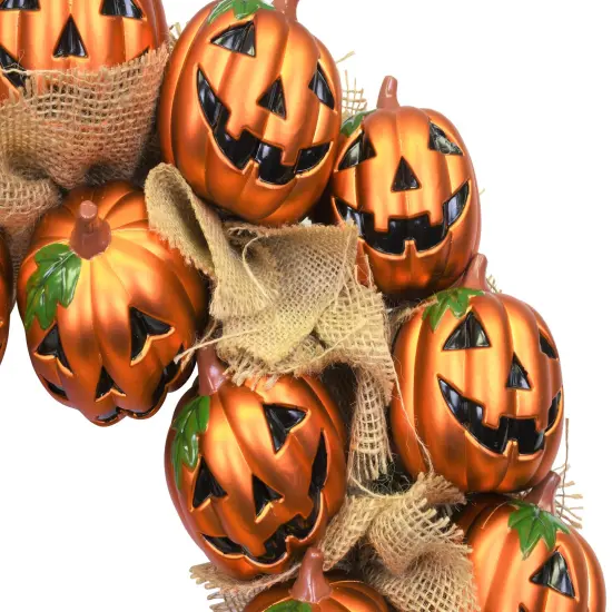 Jack-O-Lantern Pumpkin Halloween Wreath Decoration {5}