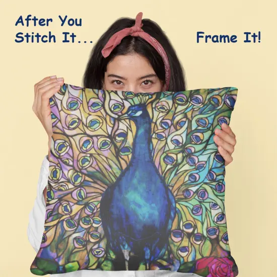 Peacocks Glory Square detail inspired by Louis Comfort Tiffany Counted Cross Stitch Pattern {3}