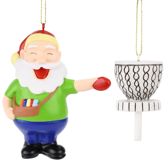 Santa Frisbee Disc Golf Christmas Ornament 2 Piece Set {1}