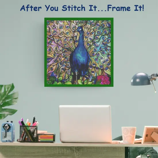 Peacocks Glory Square detail inspired by Louis Comfort Tiffany Counted Cross Stitch Pattern {4}