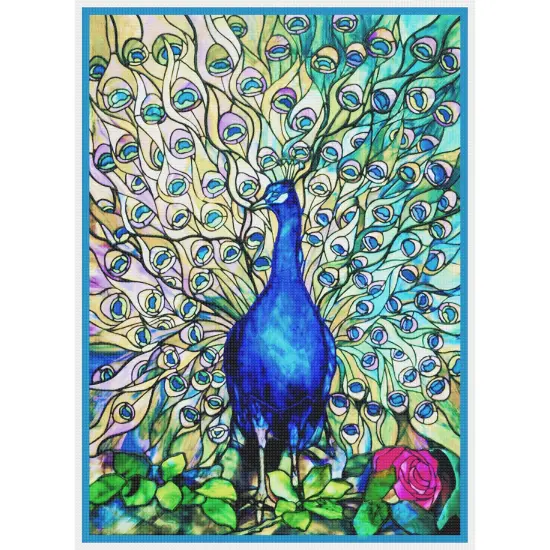 A Peacocks Glory inspired by Louis Comfort Tiffany Counted Cross Stitch Pattern {2}