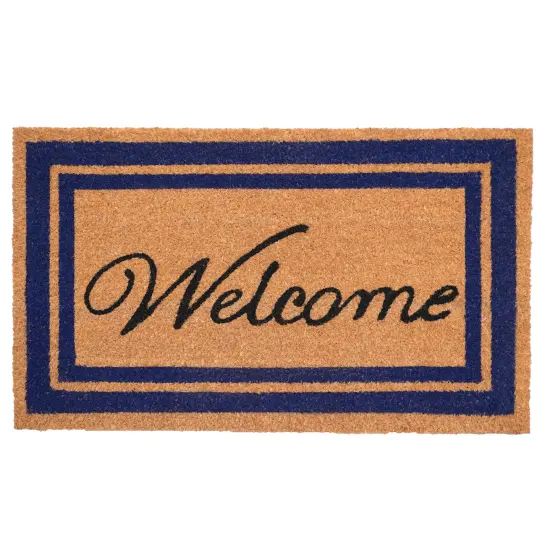 Dark Blue Border Welcome Doormat {1}