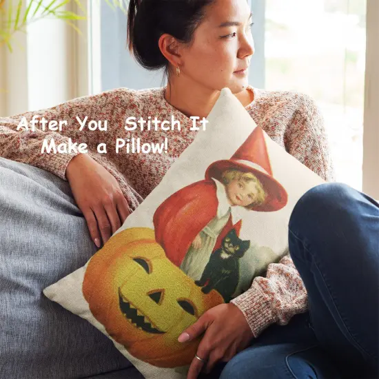 Little Girl Pumpkin Cat Halloween Counted Cross Stitch Pattern {4}