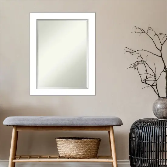 Beveled Bathroom Wall Mirror, Wedge White Frame {4}
