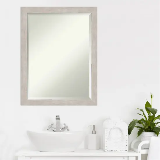 Beveled Wood Bathroom Wall Mirror, Marred Frame {6}
