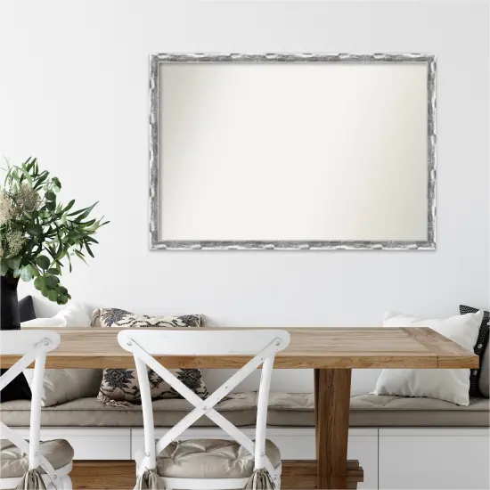 Amanti Art Non-Beveled Wall Mirror, Scratched Wave Chrome Frame {7}