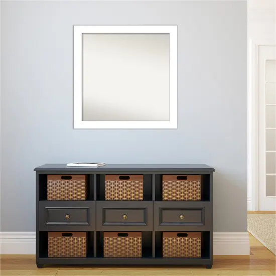 Amanti Art Non-Beveled Wall Mirror, Wedge White Frame {5}