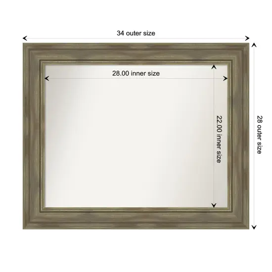 Amanti Art Non-Beveled Wood Wall Mirror, Alexandria Greywash Frame {1}