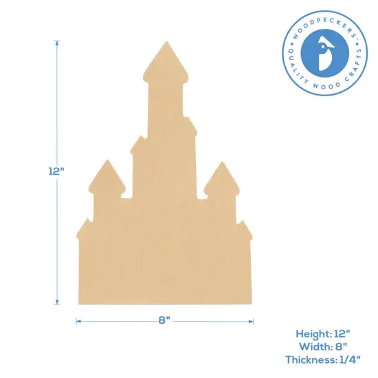 Unfinished Wooden Castle Cutout, 12", for Summer Decor & Crafting | Woodpeckers {3}