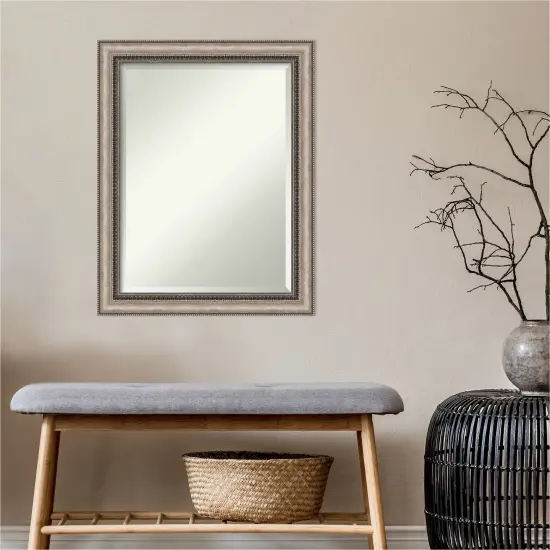 Beveled Bathroom Wall Mirror, Lyla Ornate Silver Frame {4}