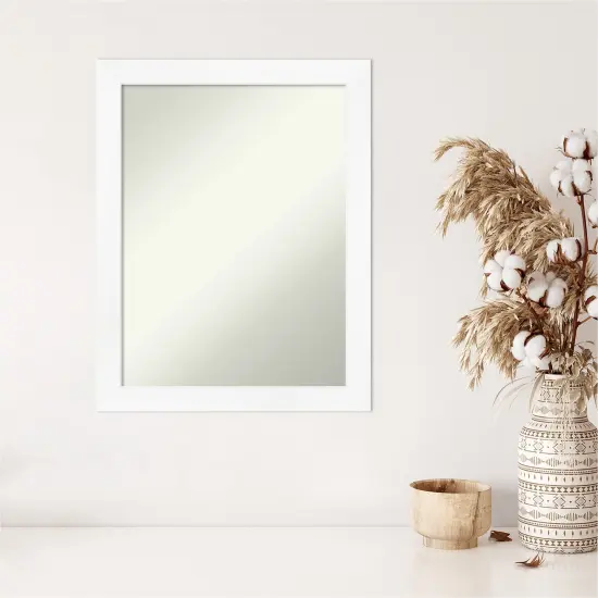 Amanti Art Non-Beveled Wall Mirror, Cabinet White Narrow Frame {5}