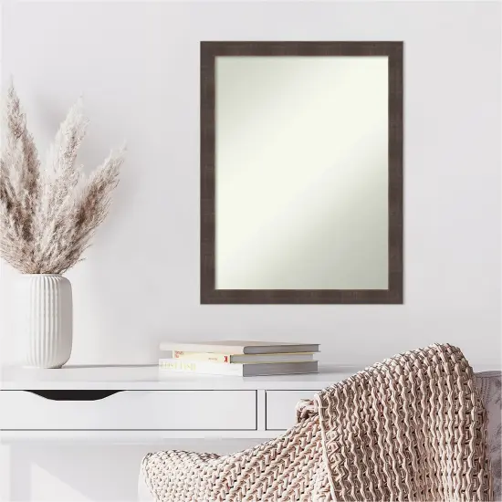 Amanti Art Non-Beveled Wood Wall Mirror, Whiskey Brown Rustic Frame {6}