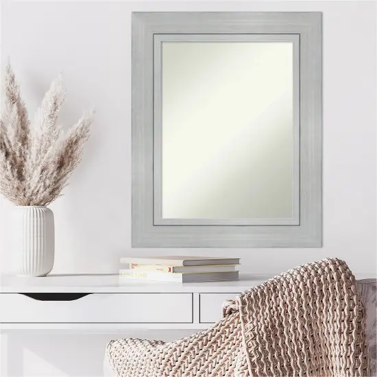 Amanti Art Non-Beveled Wood Wall Mirror, Romano Silver Frame {6}