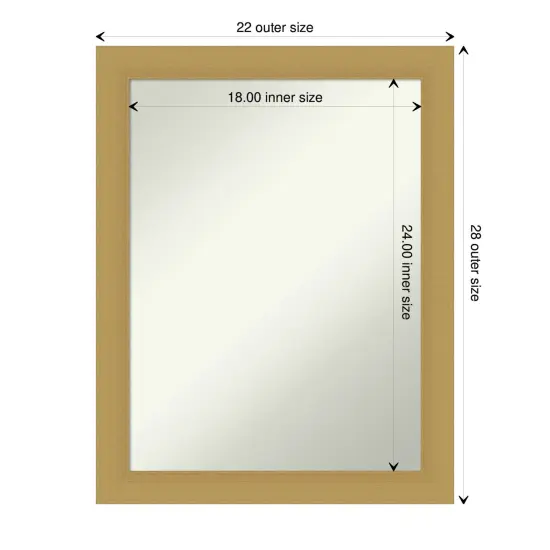 Amanti Art Non-Beveled Wall Mirror, Grace Brushed Gold Frame {1}