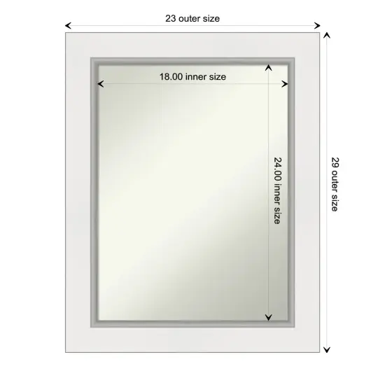 Amanti Art Non-Beveled Wall Mirror, Eva Black Silver Frame Eva White Silver {1}