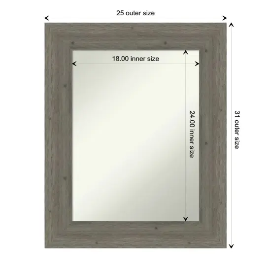 Amanti Art Non-Beveled Wood Wall Mirror, Fencepost Brown Frame Fencepost Grey {1}